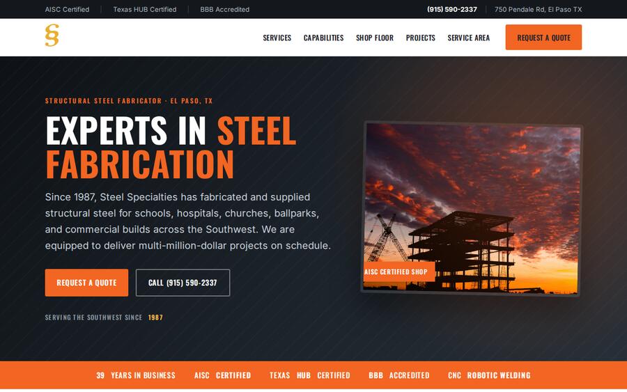 Steel Specialties website